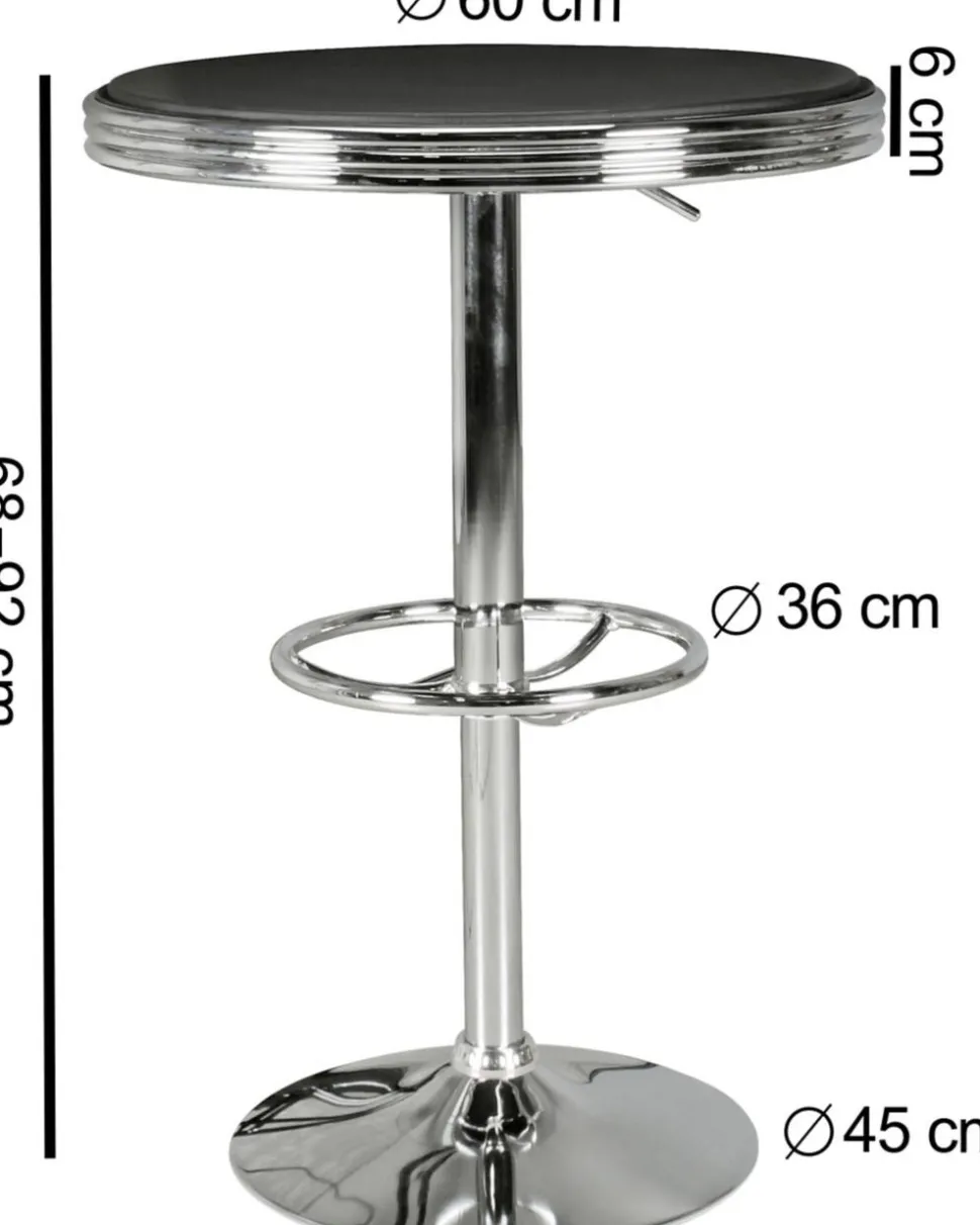 WOHNLING Bar Tafel WL5.113 Zilver, zwart 60 x 92 cm