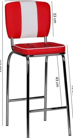 WOHNLING Barkruk WL1.718 Rood, wit Kunstleer