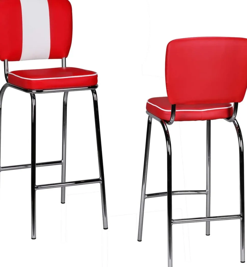 WOHNLING Barkruk WL1.718 Rood, wit Kunstleer