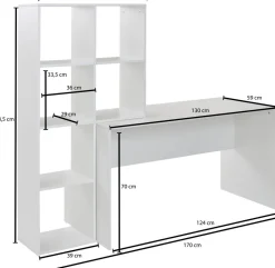 WOHNLING Bureau WL6.391 Wit 170 x 59 x 143,5 cm