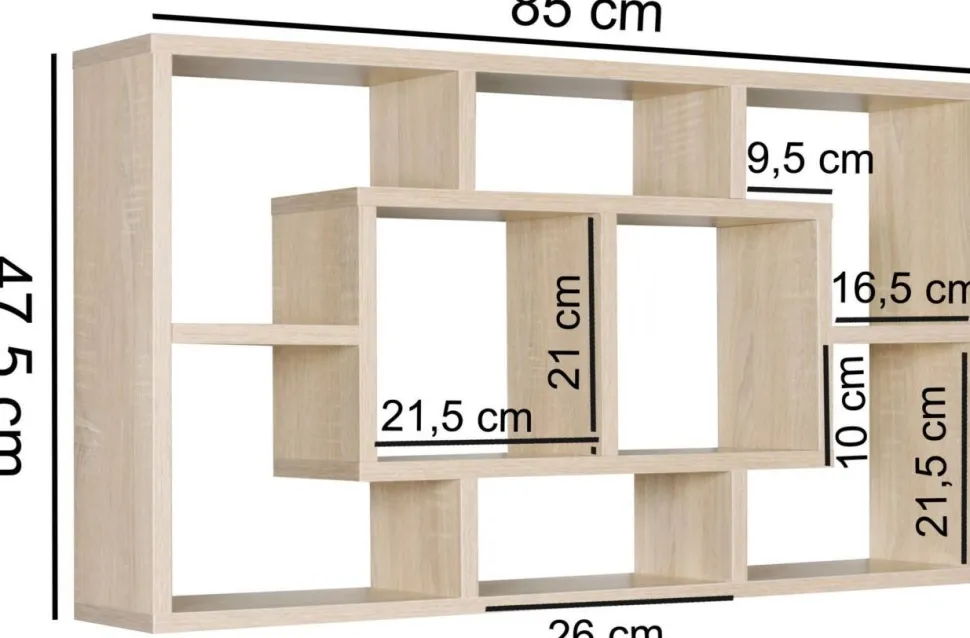 WOHNLING Spaanplaat Wandplank 8 850 x 160 x 475 mm Grijs