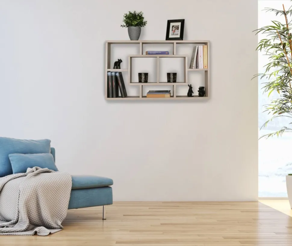 WOHNLING Spaanplaat Wandplank 8 850 x 160 x 475 mm Grijs