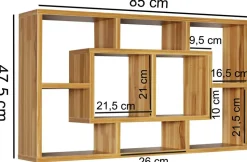 WOHNLING Spaanplaat Wandplank 8 850 x 160 x 475 mm Bruin Beuken