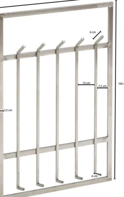 WOHNLING Wandkapstok WL6.442 Metaal Zilver Wandmontage 10 Haken